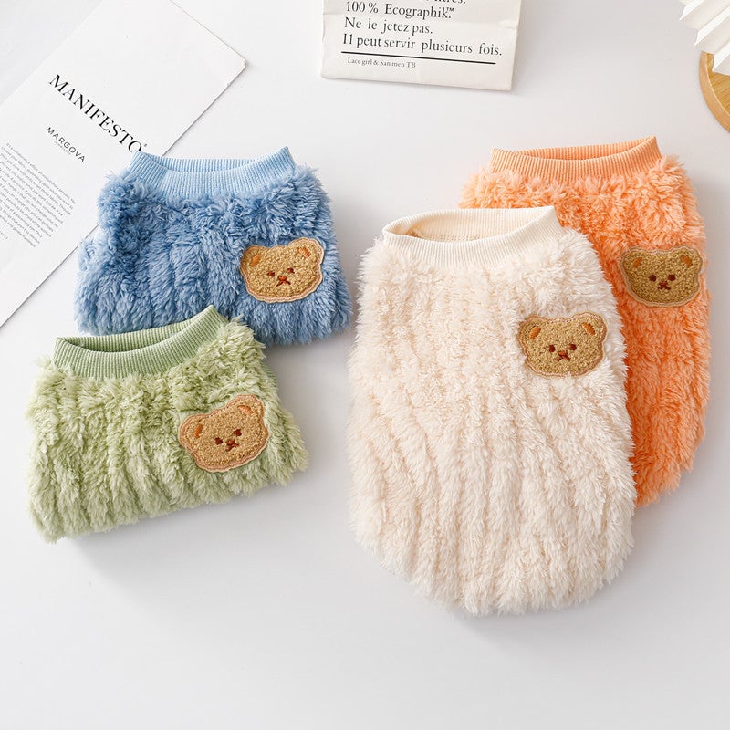 Warm Fleece Bear Printed Dog Cat Vest