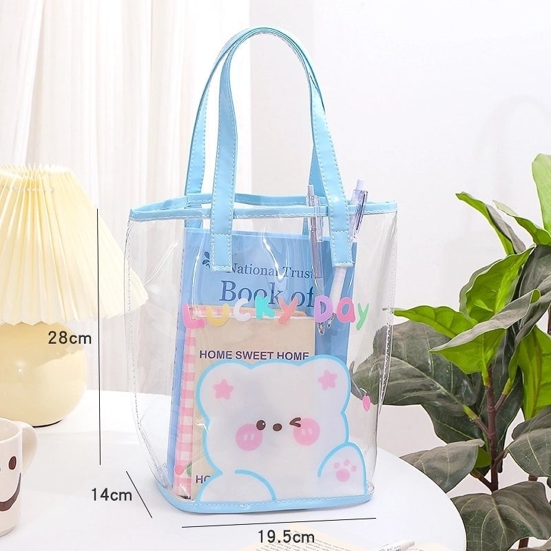 2 Pieces Cute Animal Cartoon Letter Pvc Shopping Bags