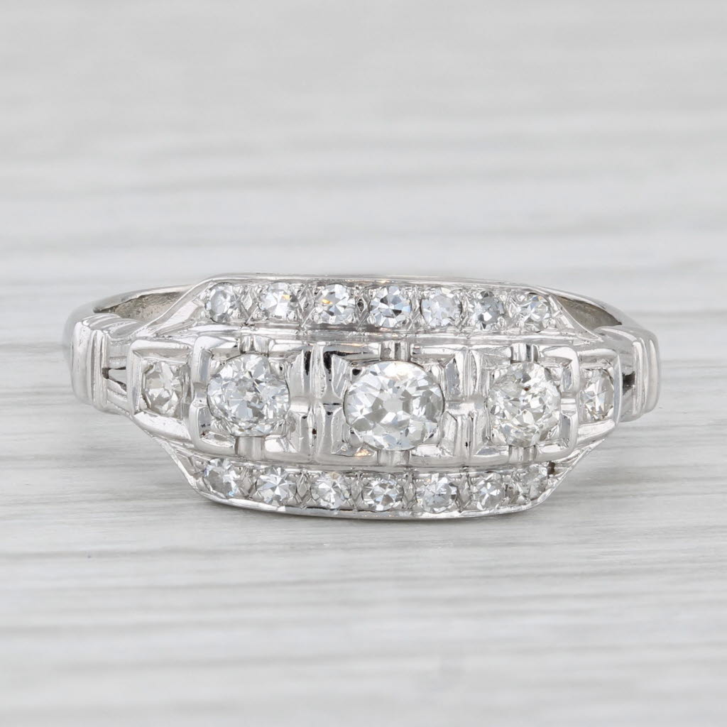 Vintage 0.43ctw Diamond Ring 14k White Gold Size 8.5