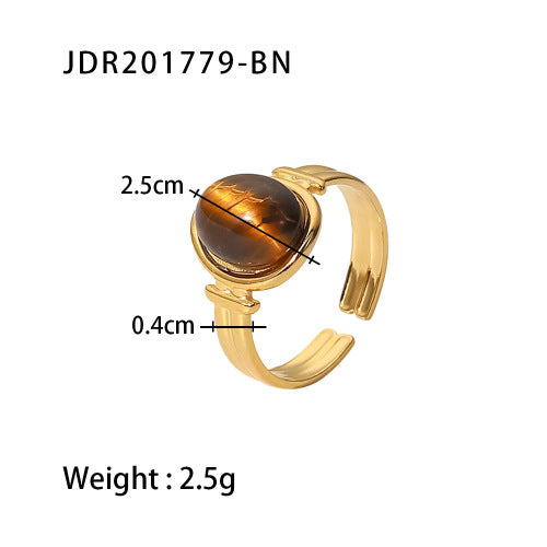 Jie Ding Stainless Steel Tiger Eye Stone Ring Antique Ring Titanium Steel Bracelet Rings