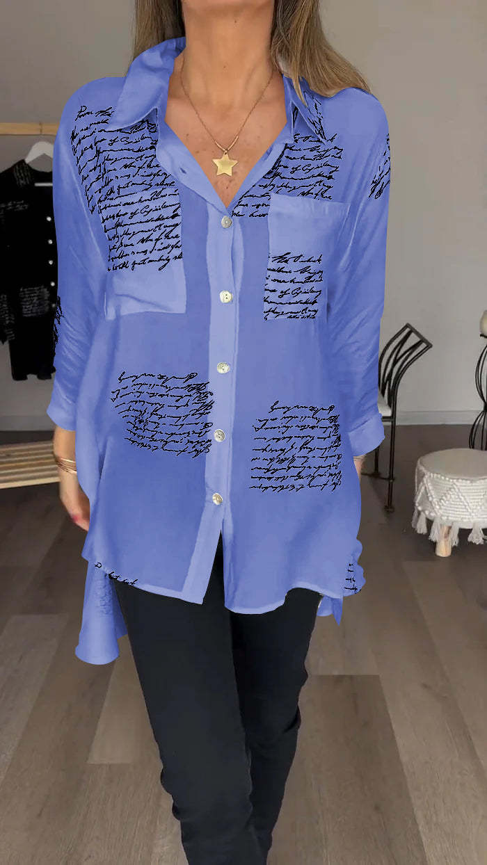 Camisa Con Solapa De Moda Con Estampado De Letras (Compra 2 Envío Gratis)