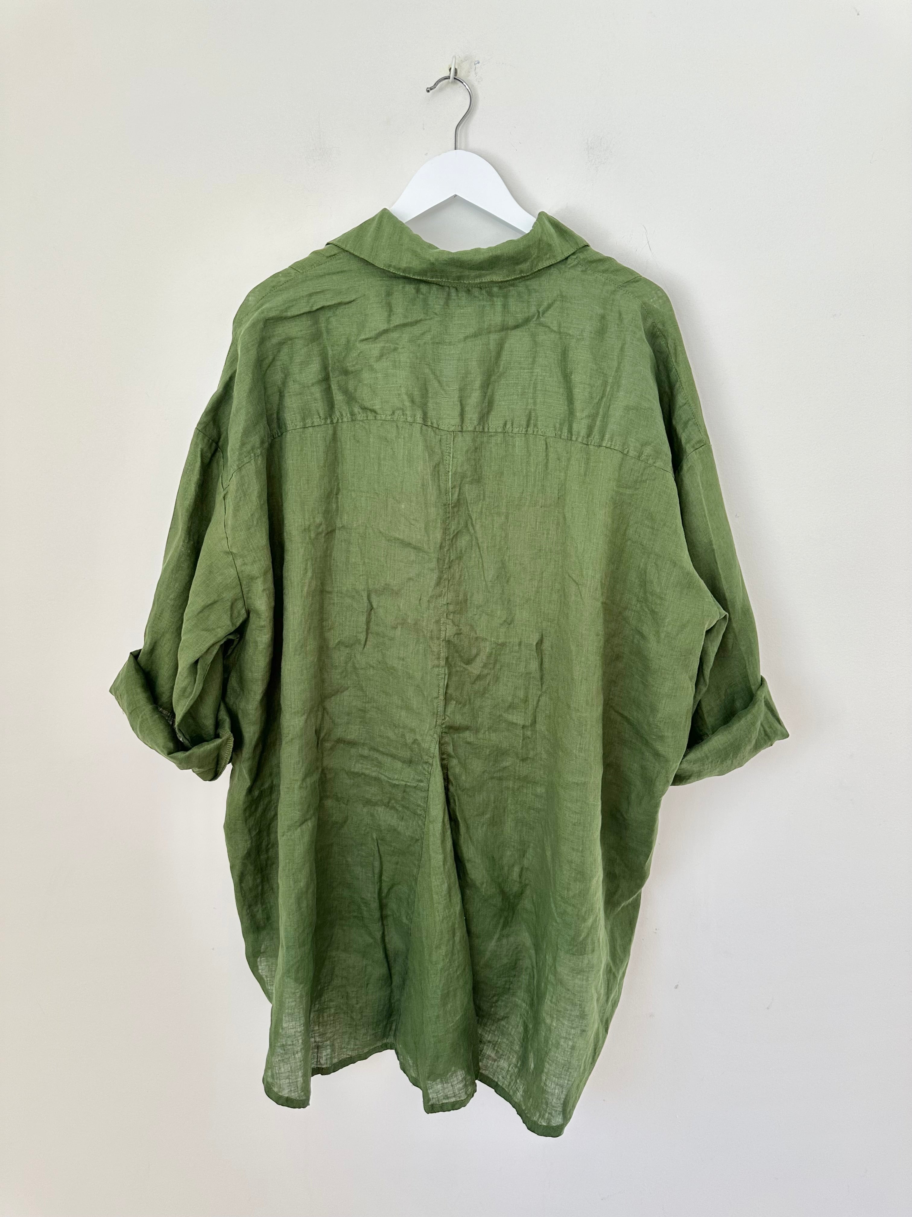 megan shirt - moss linen