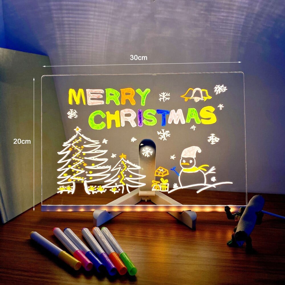 Creative Rewritable Acrylic LED Message Board 🎨 (come with 7 Pens)