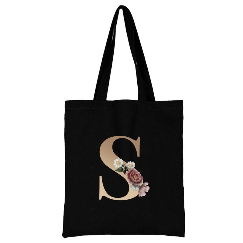 Women's Minimalist Letter Flower Shopping Bags
