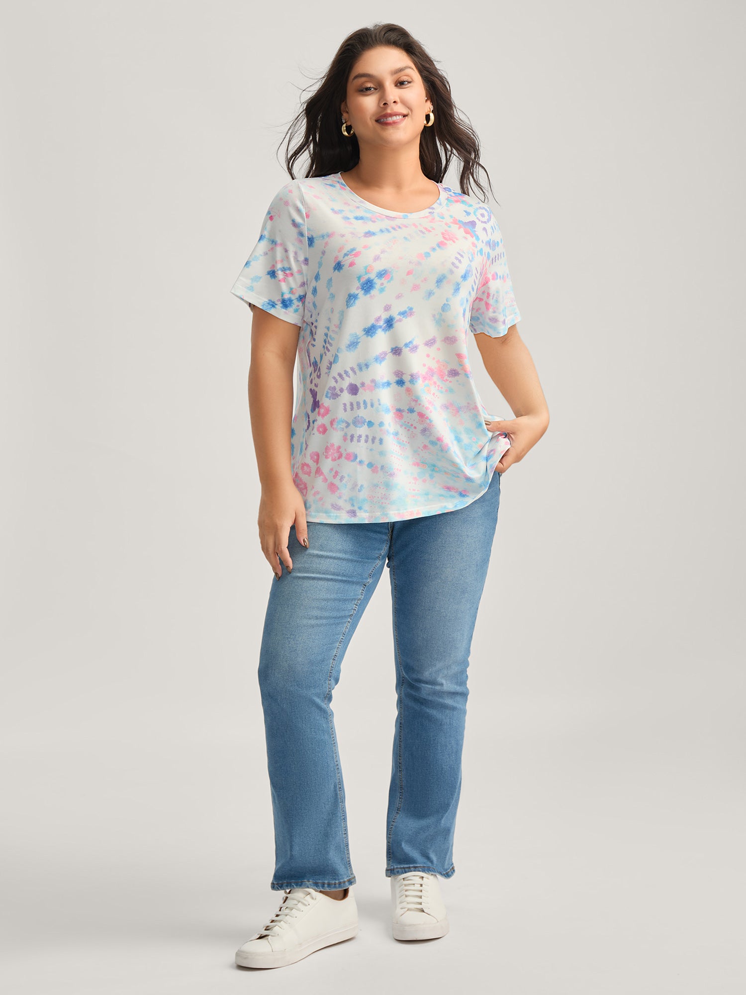 Tie-Dye Ombre Round Neck T-Shirt