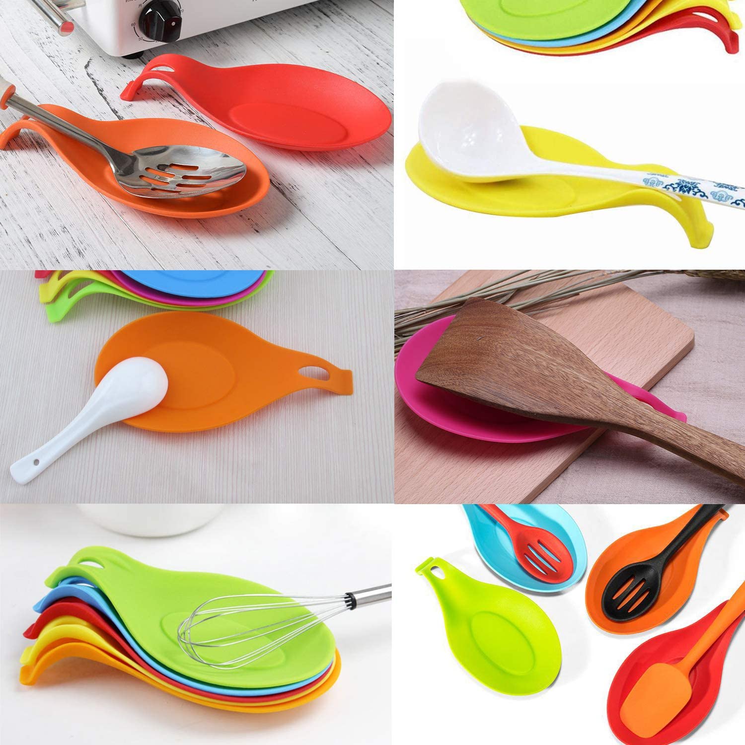 Kitchen Silicone Spoon Rest. Flexible Almond-Shaped. Silicone Kitchen Utensil Rest Ladle Spoon Holder BPA Free