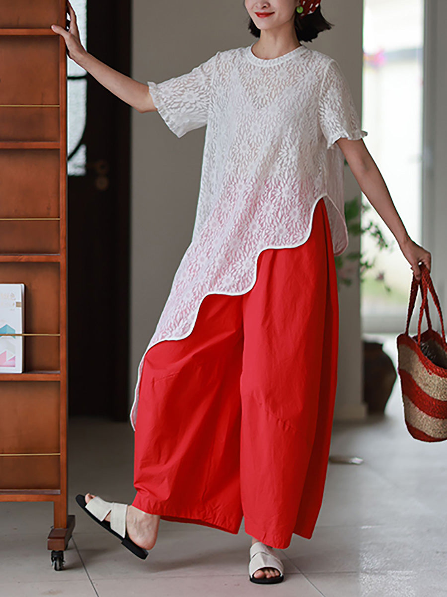 Women Summer Casual Pure Color 100%Cotton Harem Pants