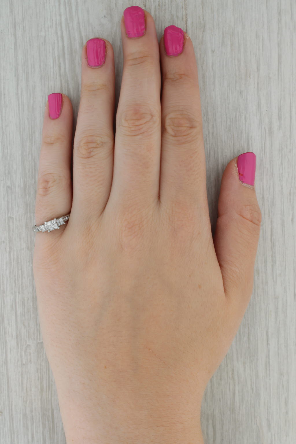 0.42ctw Princess Diamond Engagement Ring 14k White Gold Size 7