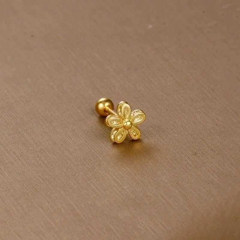 1 Piece Sweet Minimalist Flower Plating Inlay Titanium Steel Zircon Ear Studs