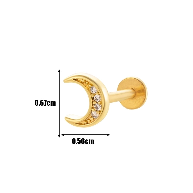 1 Piece Lip Rings Minimalist Heart Shape Flower Butterfly 316L Stainless Steel  Copper Plating Inlay Zircon