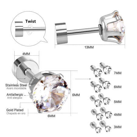 4mm Diamond studs - Silver