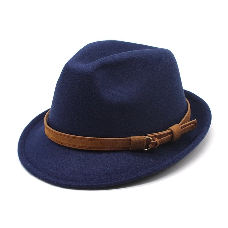 Women's Men's Basic Classic Style  Solid Color Big Eaves Flat Eaves Fedora Hat
