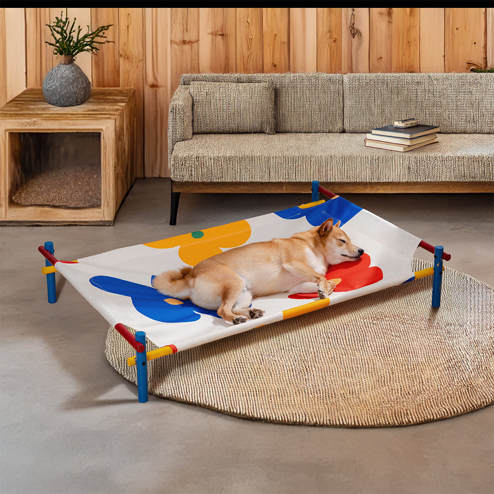 Vibrant Summer Print Style Aluminum Elevated Dog Bed - Summer Paradise