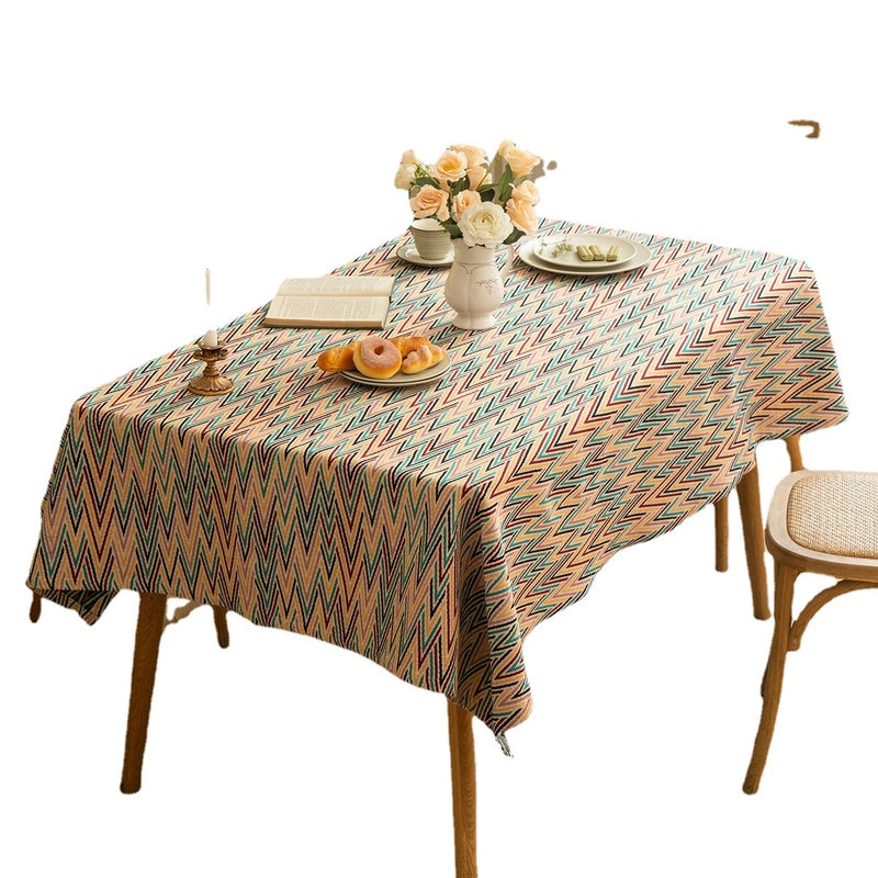 Tablecloth Household Rectangular Chenille Fabric Jacquard Coffee Table Tablecloth Decorative Table Mat Background Cloth