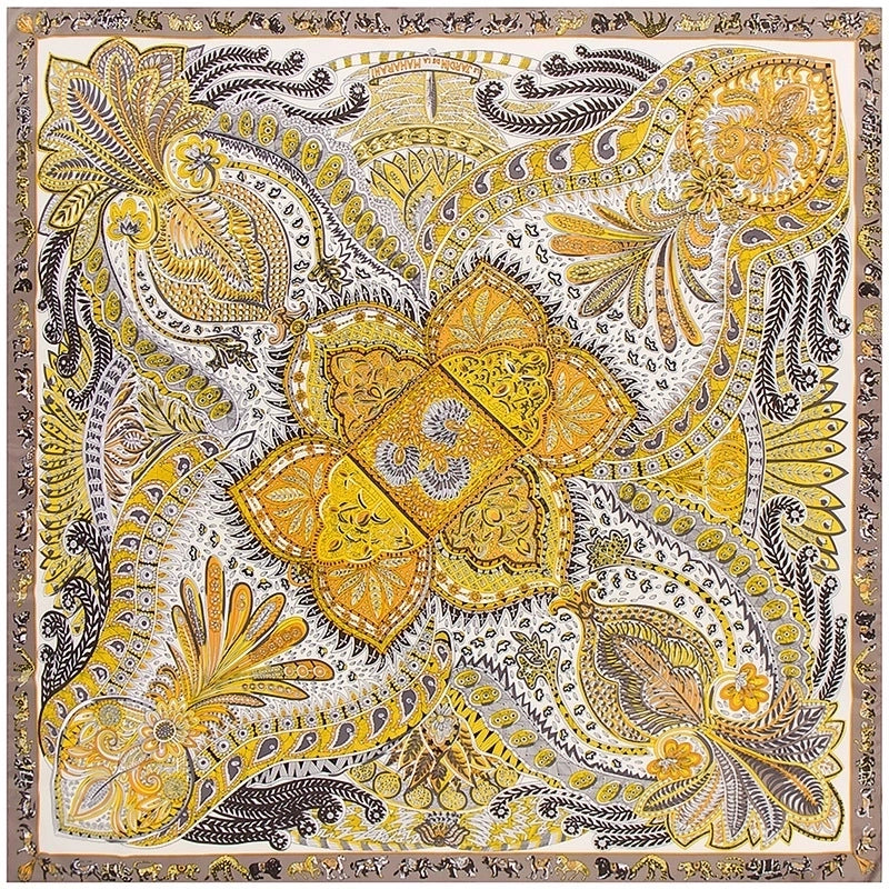 Women's Elegant Retro Floral Satin Silk Scarf