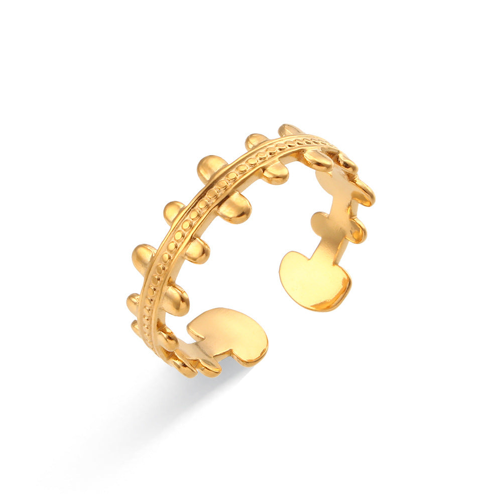 Women Fashion Stripe Geometric Stainless Steel 18K Gold Plated Rings