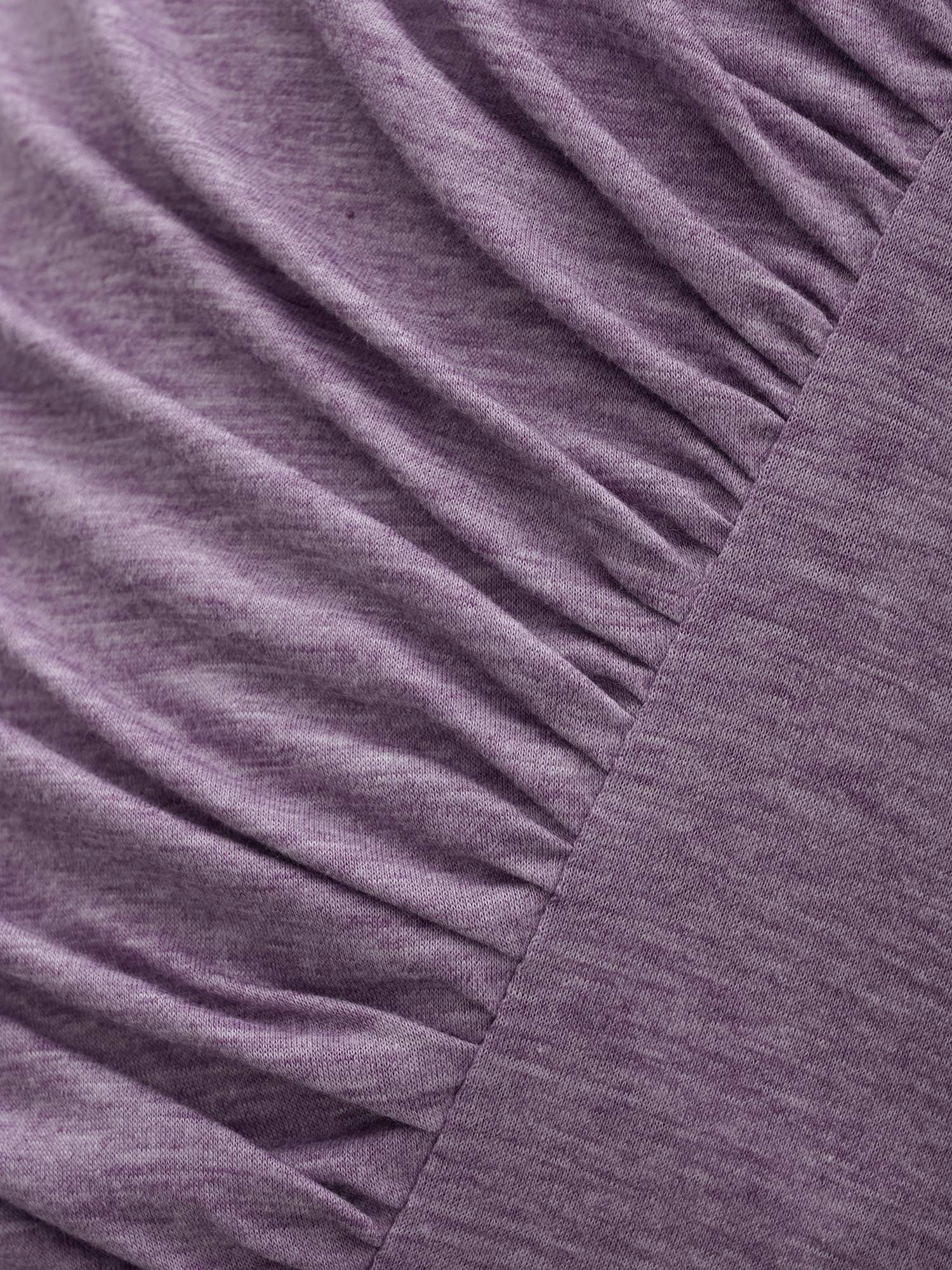 Solid Heather Overlap Collar Gathered T-shirt