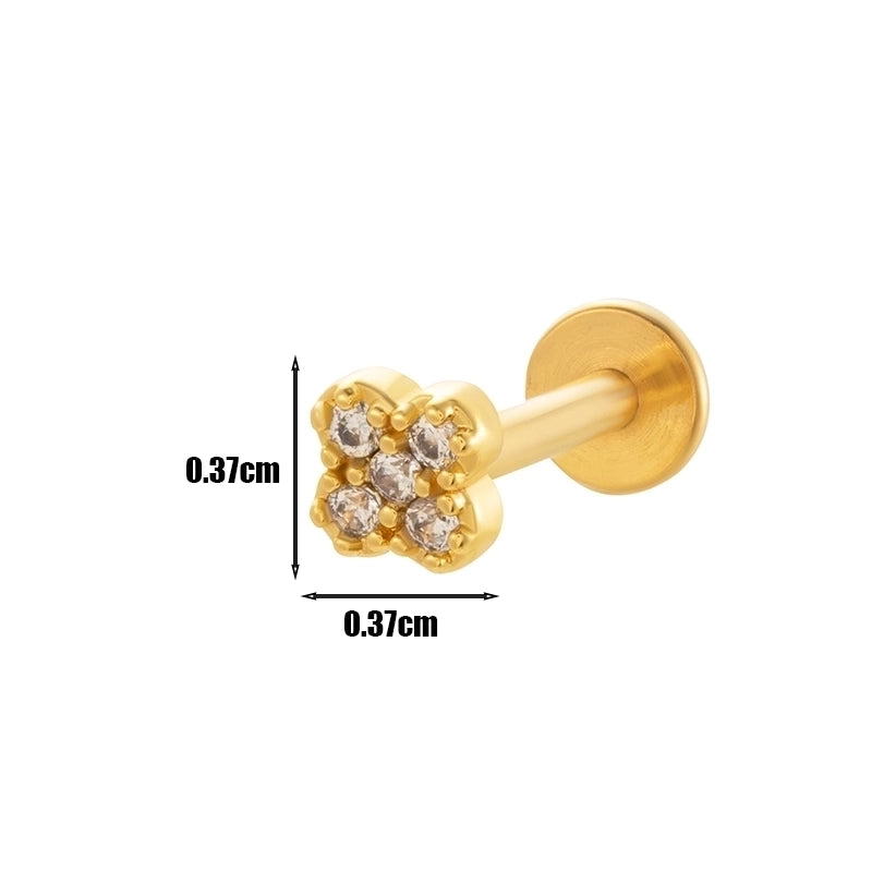 1 Piece Lip Rings Minimalist Heart Shape Flower Butterfly 316L Stainless Steel  Copper Plating Inlay Zircon