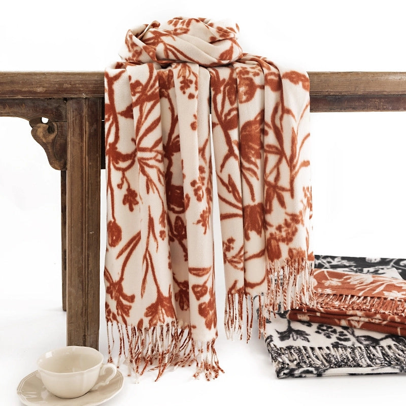 Women's Minimalist Flower Polyester Printing Scarf