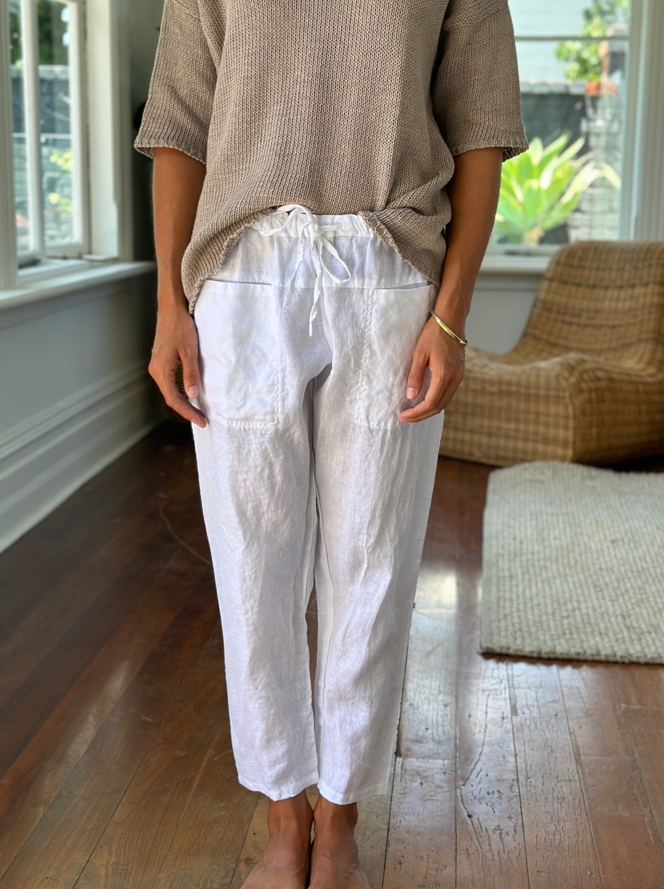 jessie pant-white linen