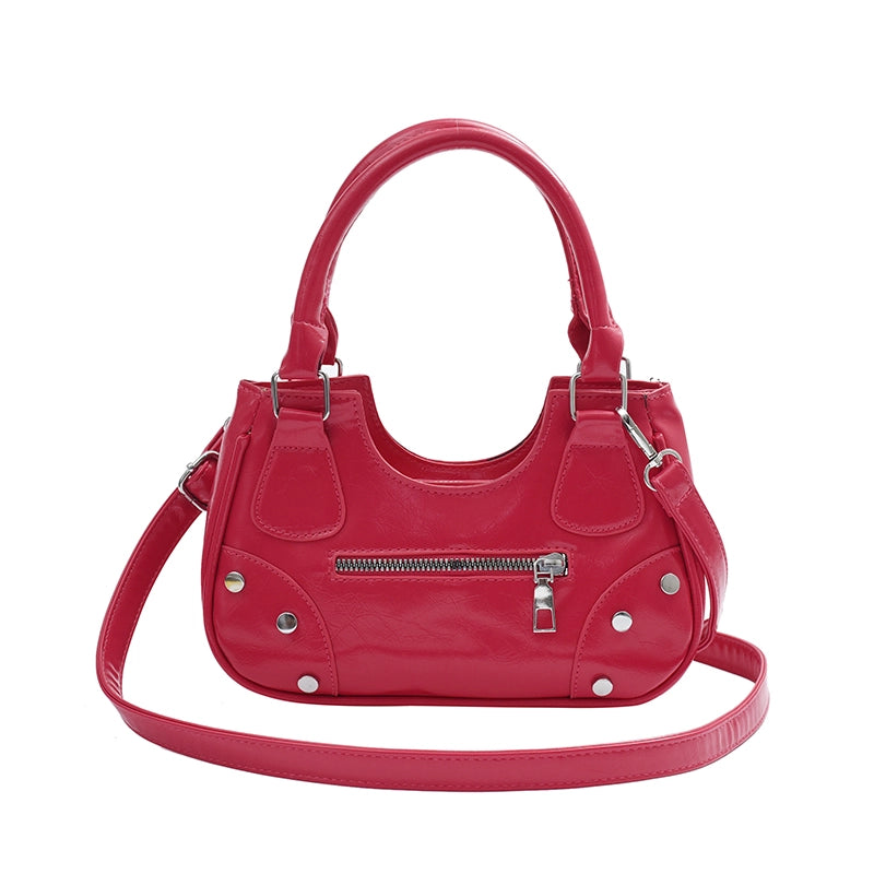 Women's Medium Pu Leather Solid Color Streetwear Zipper Underarm Bag