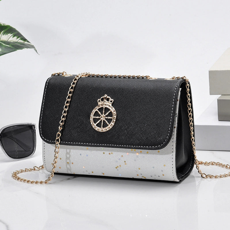 Women's Small Pu Leather Star Elegant Flip Cover Square Bag