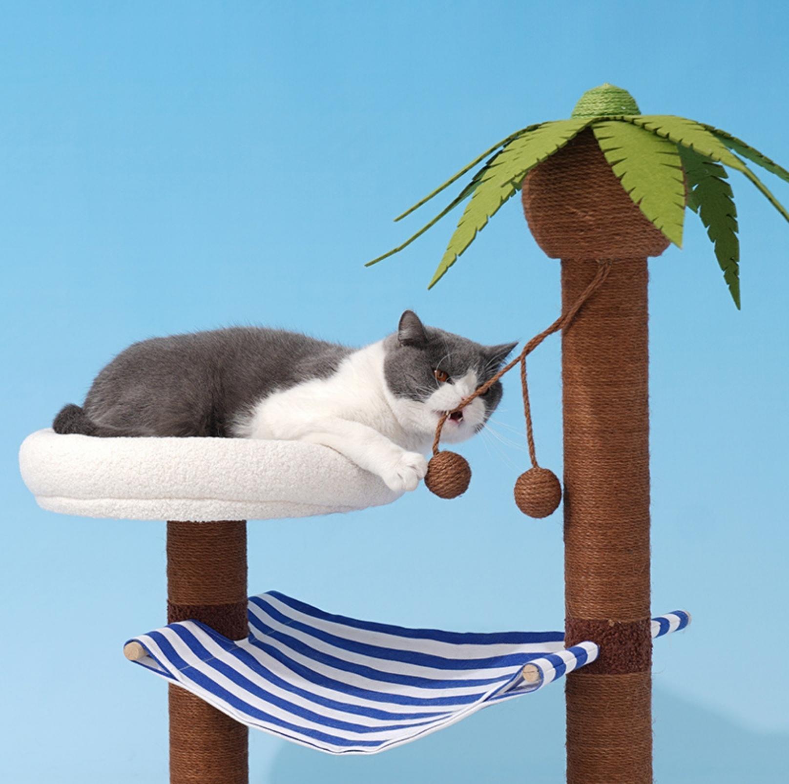 Coconut Tree Style Cat Scratching Post With Nest