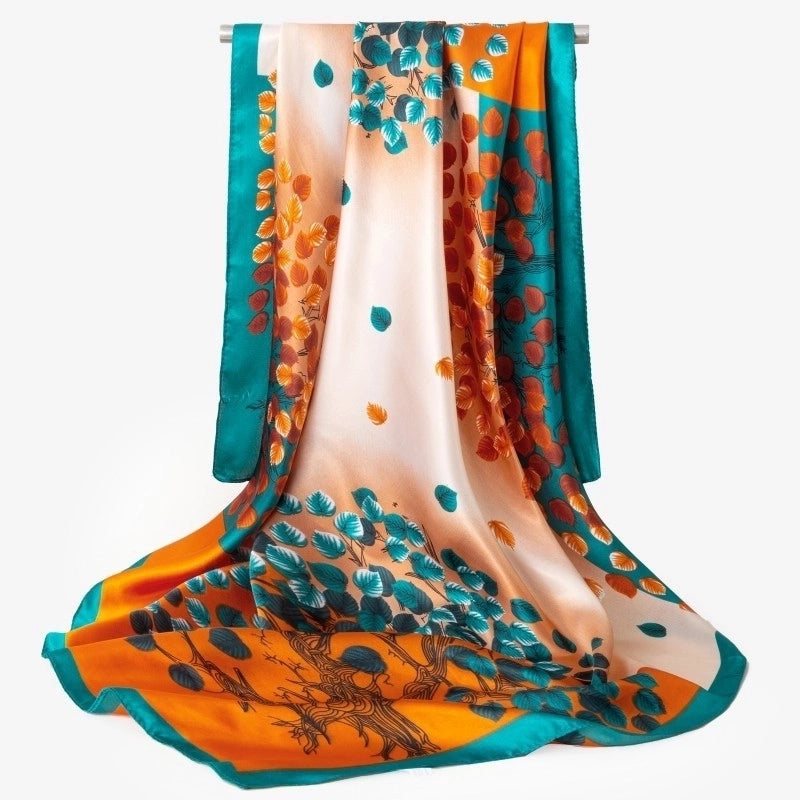 Spring Artificial Silk Women's Satin Scarf Printed All-matching Scarf 90 Large Kerchief Mother's Day Gift