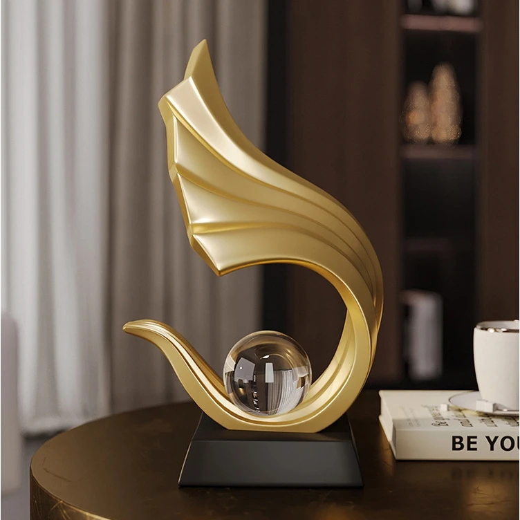 Home Decor Modern Light Luxury Living Room Decor Ornaments Resin Statue Crystal Ball Abstract Model Crafts Office Desktop Decor
