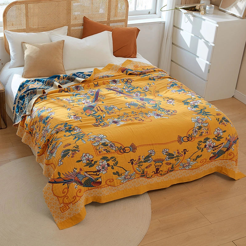 National Fashion Pure Cotton Gauze Quilt Adult Lunch Break Sofa Cover Blanket Summer Towel Quilt Pure Cotton Single Double Blanket Bed Sheet
