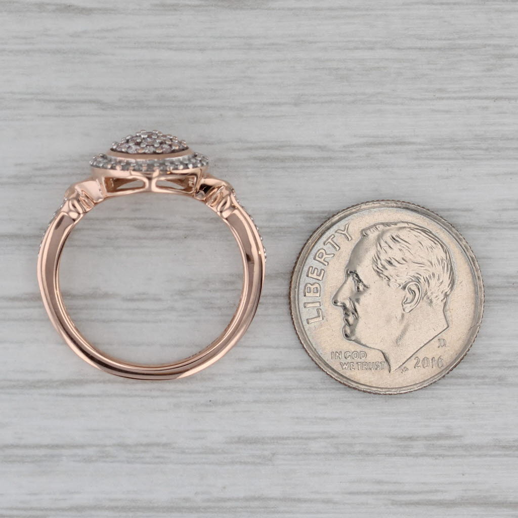 0.20ctw Diamond Cluster Halo Engagement Ring 10k Rose Gold Size 6
