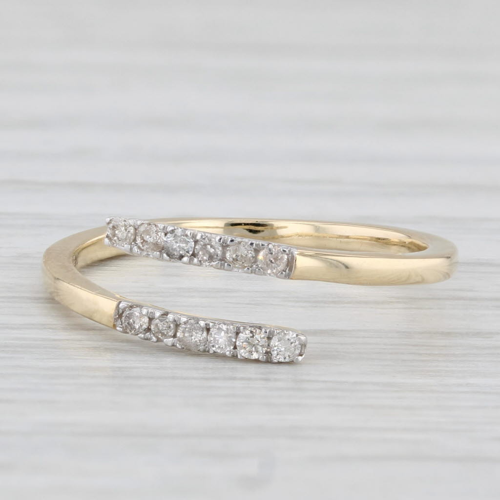 0.18ctw Diamond Bypass Ring 14k Yellow Gold Size 6 Adjustable