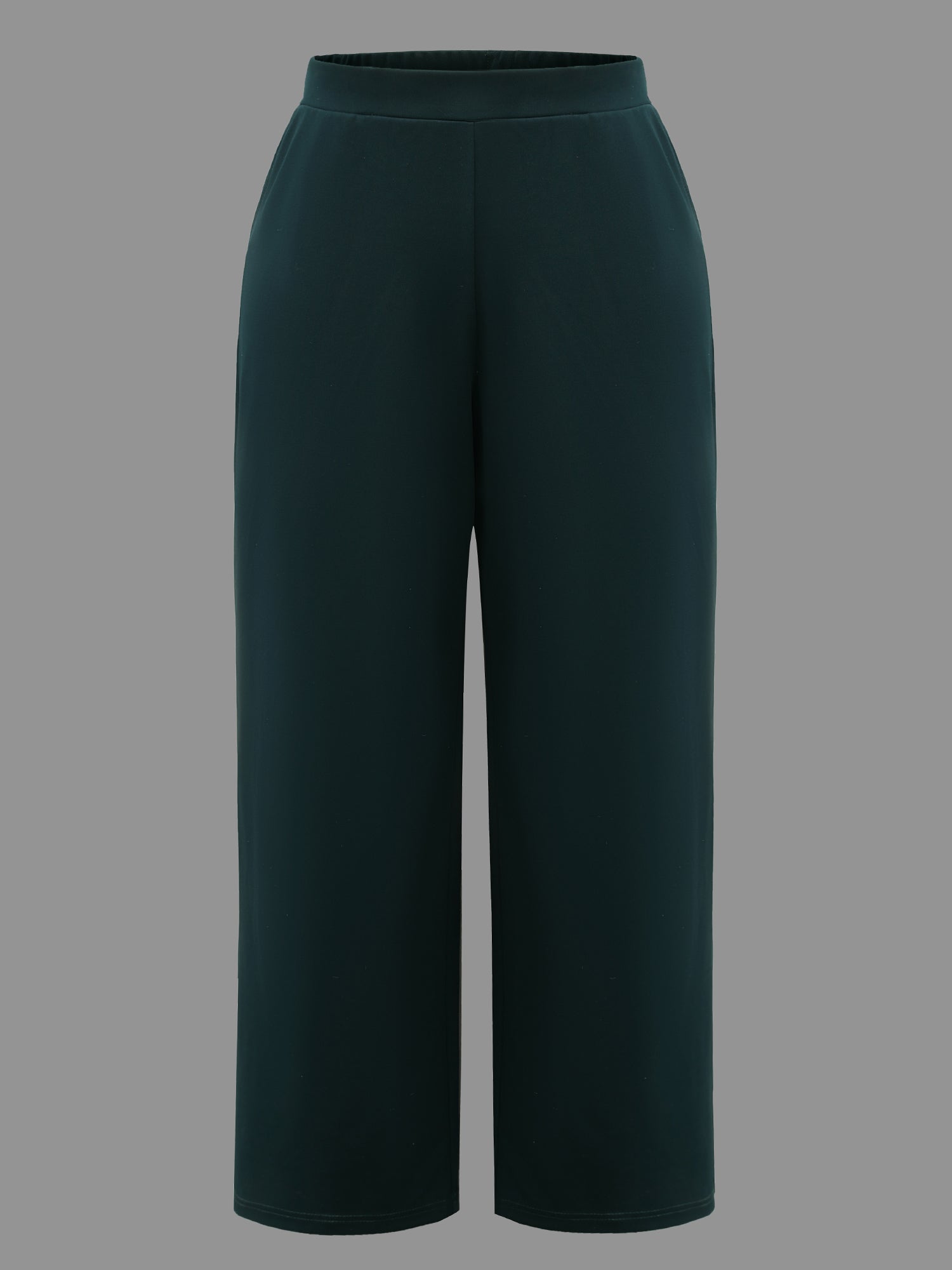 Solid Elastic Waist Wide Leg Pants