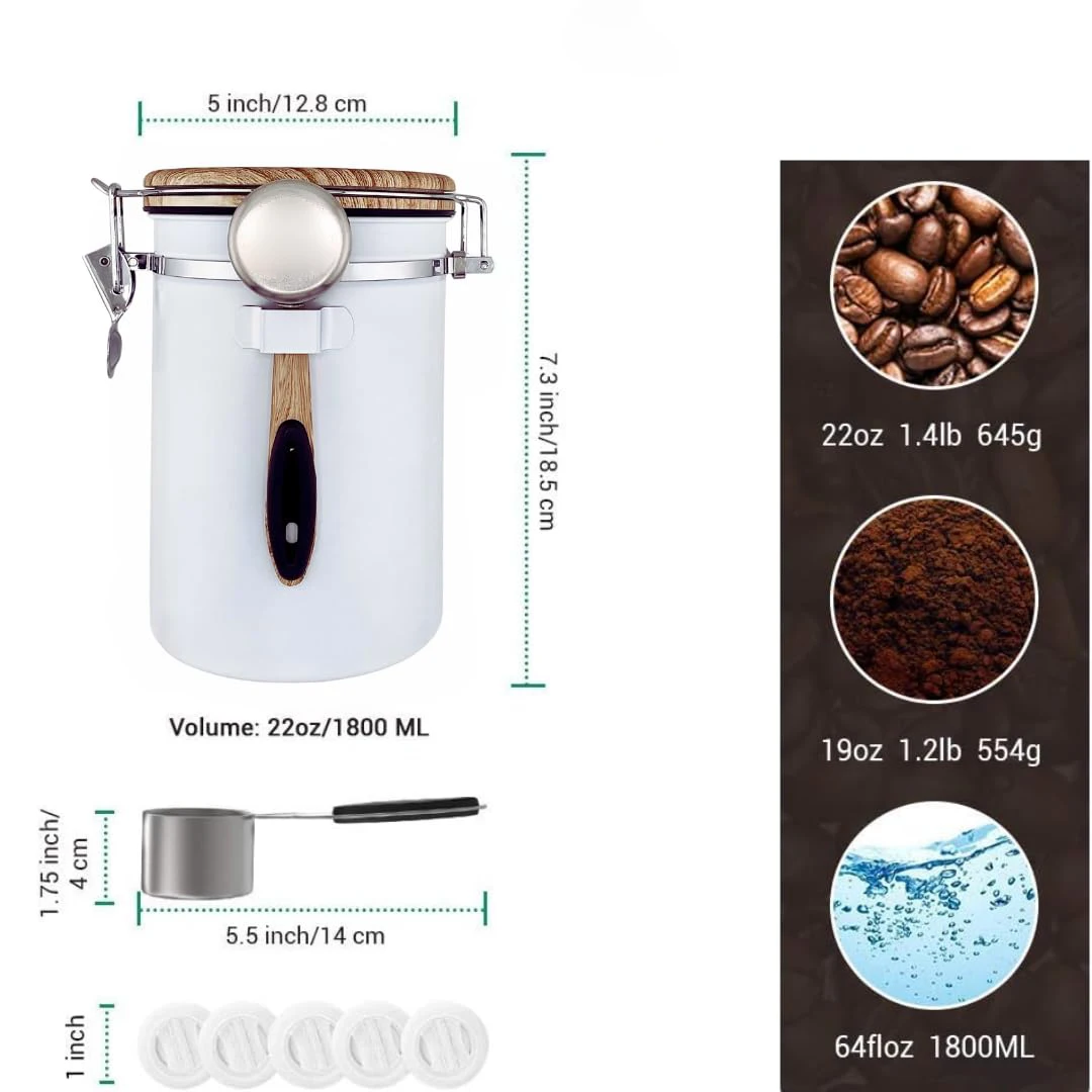 Hot Sale Vacuum Sealed Food Storage Coffee Canister Airtight Stainless Steel Black Coffee Canister