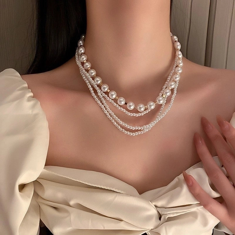 Round Pearl Plating Women's Necklace