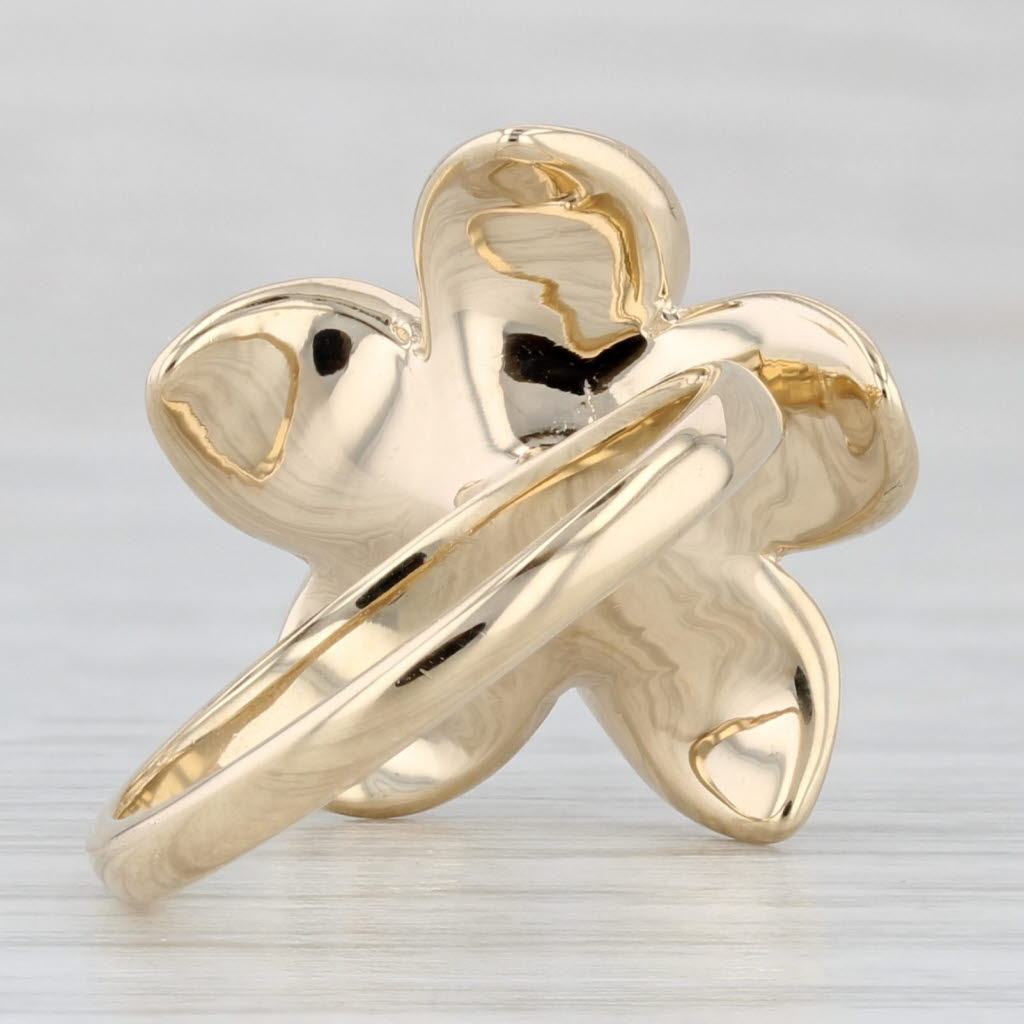Black Cultured Pearl Flower Ring 14k Yellow Gold Size 6 Floral Statement