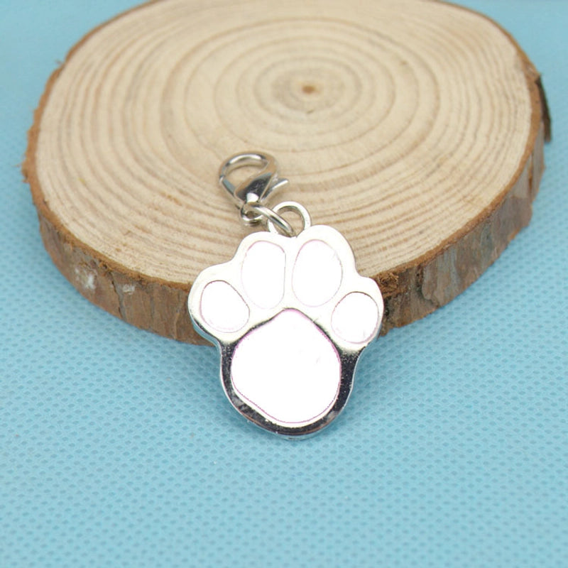 Simple Cute Dog's Footprints Pattern Stainless Steel Pet Collar Accessories