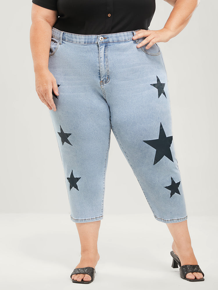 Skinny Very Stretchy Mid Rise Light Wash Cropped Jeans