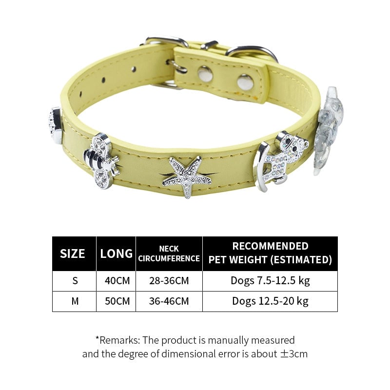 Cool Style Pu Leather Bear Rhinestone Inlaid Pearls Pet Collar