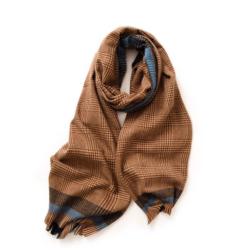 Women's Casual Minimalist Plaid Polyester Scarf