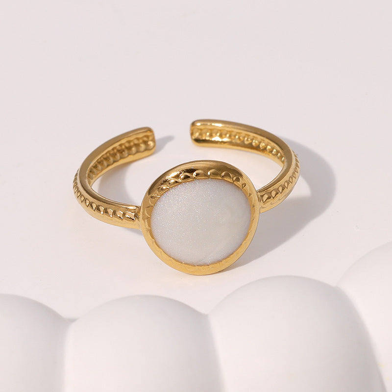 French Retro Geometric Simple Versatile Oil Drop Ring Gold-Plated Stainless Steel Ring For Women
