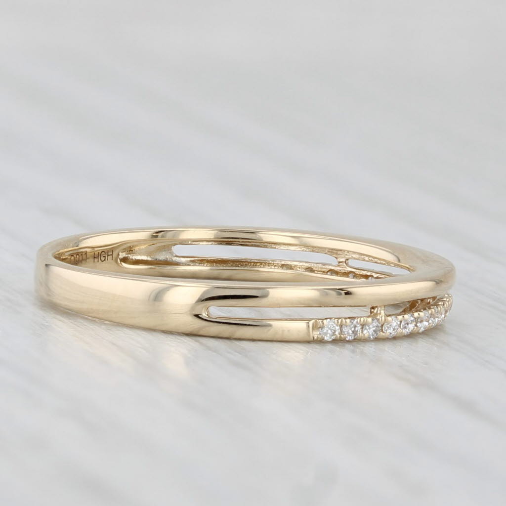 New 0.11ctw Diamond Wedding Band 14k Gold Stackable Anniversary Ring Size 6.5