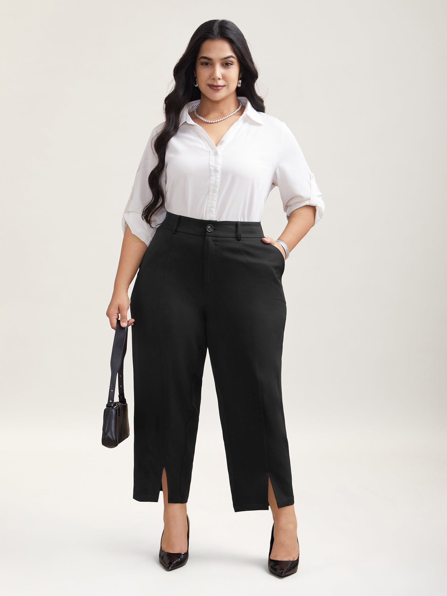 Pleated Loop Straight-Leg Pants