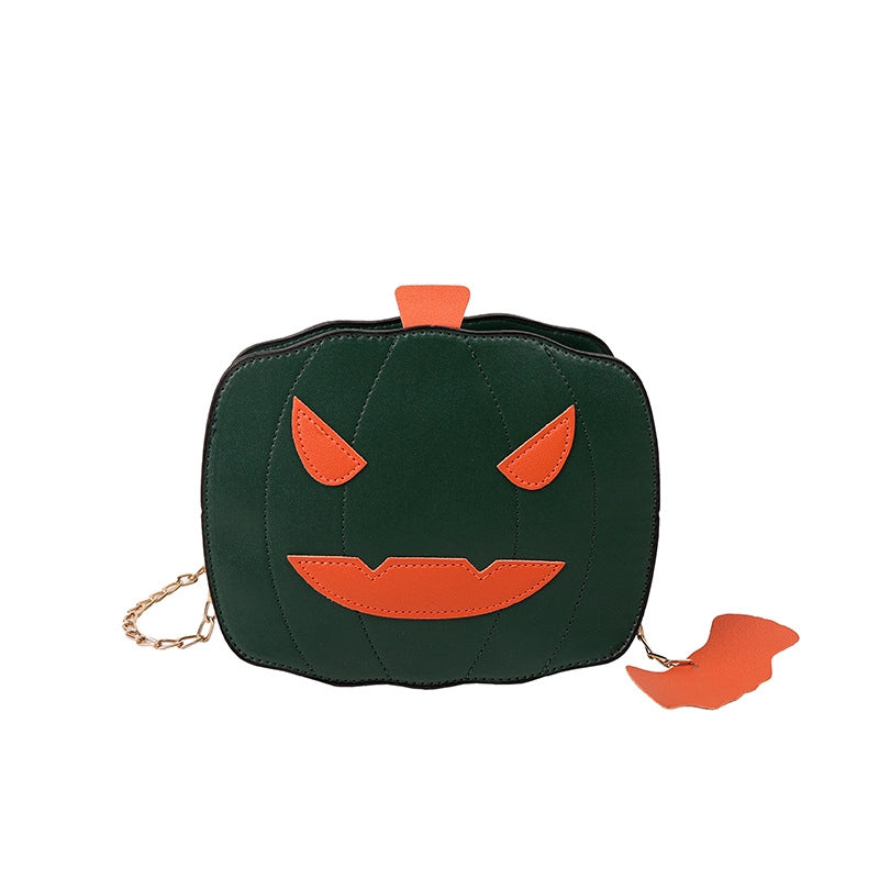 Halloween Women's Medium Pu Leather Pumpkin Vintage Style Zipper Shoulder Bag