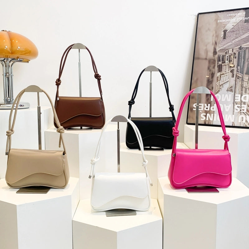 Women's Pu Leather Solid Color Streetwear Square Flip Cover Shoulder Bag Underarm Bag
