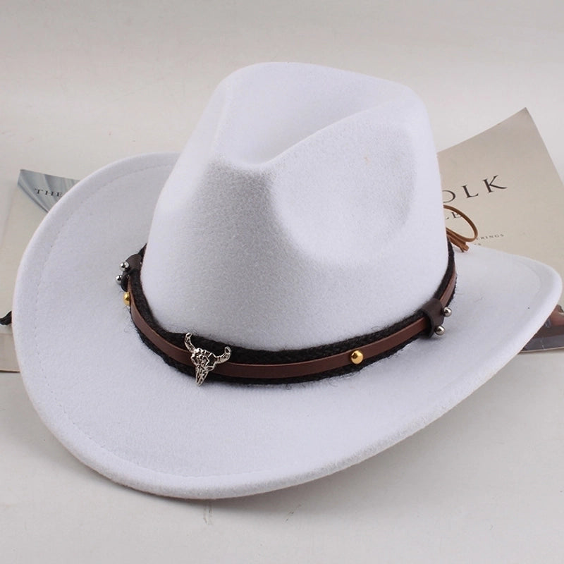 Ethnic Style Topper Hat Western Cowboy Hat Tibetan Tibetan Performance Hat Woolen Hat Central Retro Woolen Hat