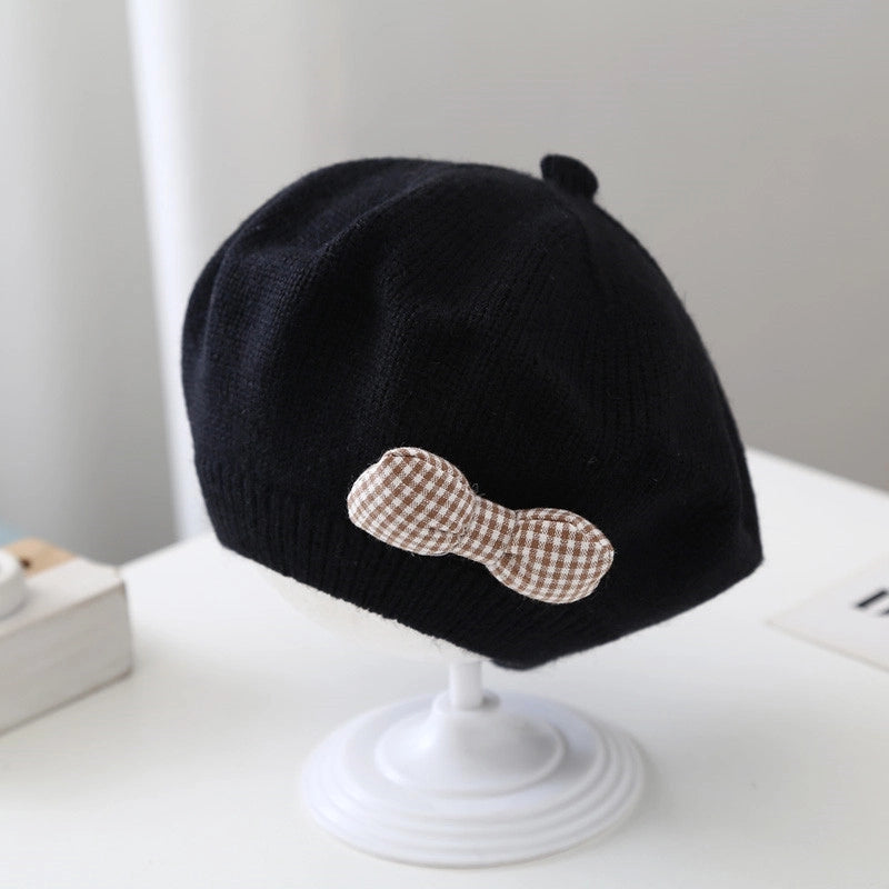 Children's Beret Baby Girl's Hat Autumn And Winter Korean Style Western Style Baby Girl's Knitted Wool Painter's Hat Trendy