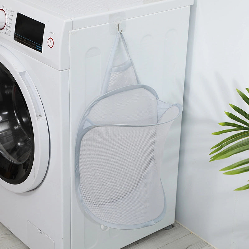 Dirty Clothes Basket Dirty Clothes Storage Basket Foldable Laundry Basket Bathroom Clothes Hanging Bag Household Wall-mounted Basket Frame Bucket