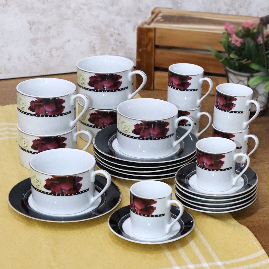 Black Flowers Full Kitchenware Set (72pcs)