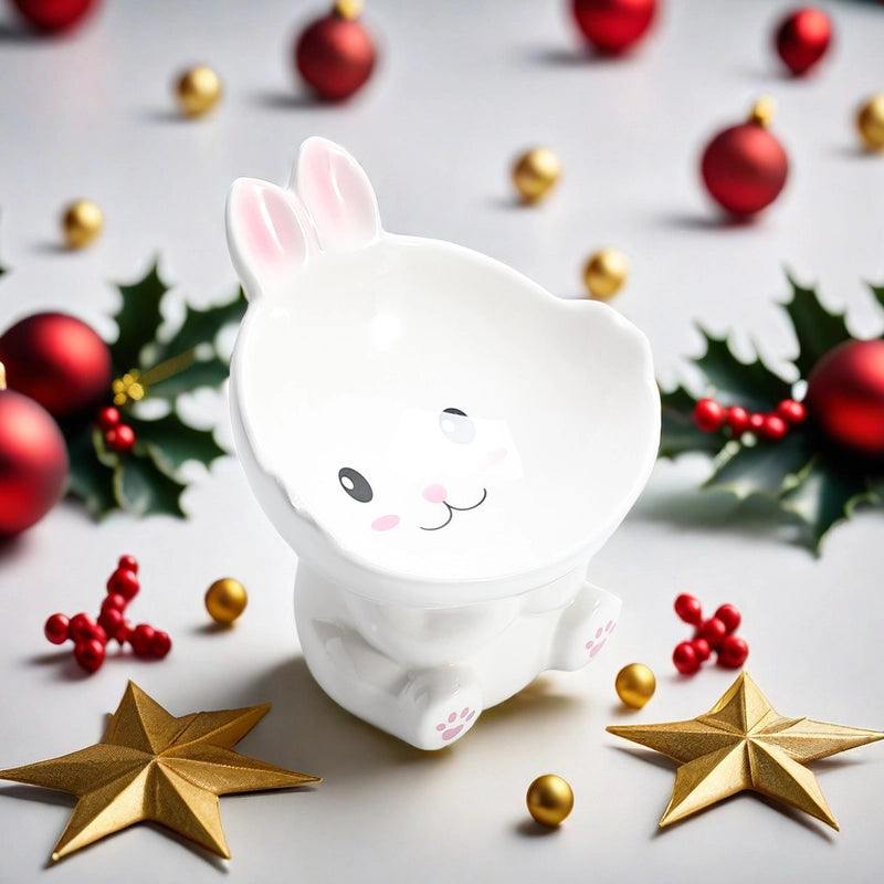 High-legged Ceramic Cat Bowl Pet Bowl Diagonal Neck Protection Brown Lion Bowl Ornaments Ceramic Storage Box Desktop Storage